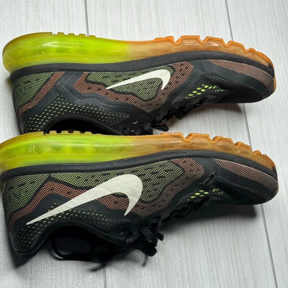Nike Air Max 2014 Running Shoes‎ Black Green Orange White Sneakers Size 11